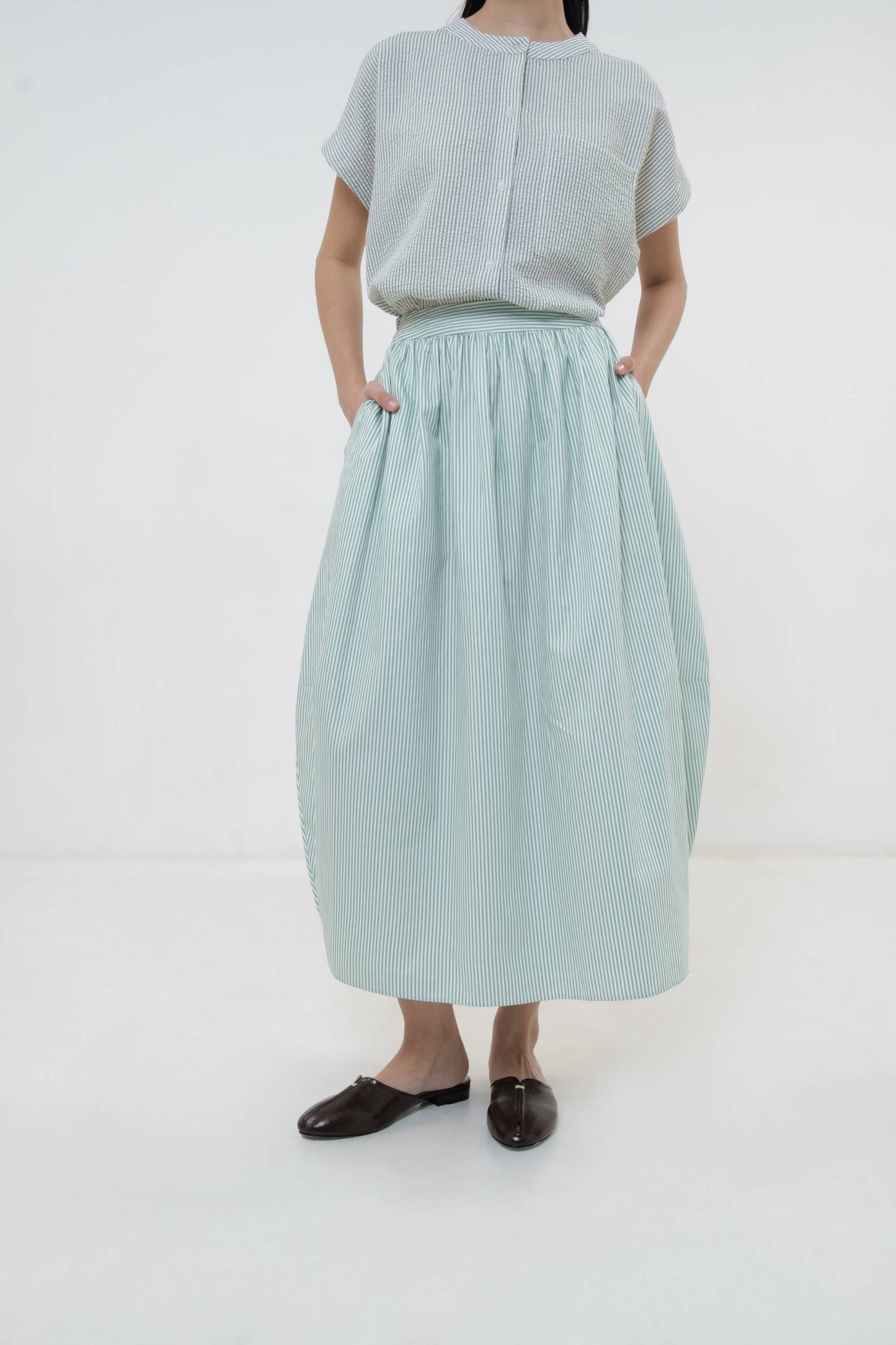 Merde Skirt - Mint Stripes