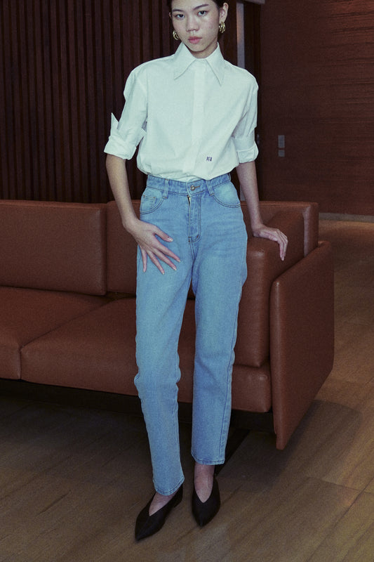 MAJOR DEFECT SALE Ankle Length Jeans - Light Blue