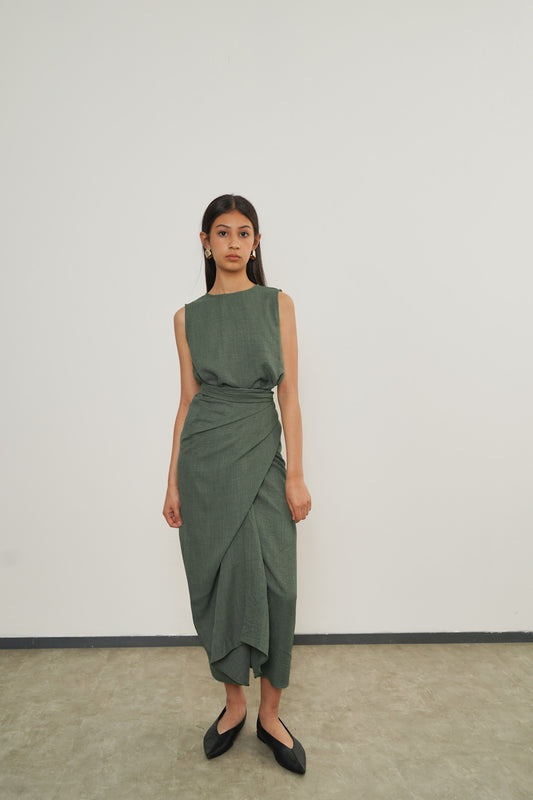 Eleya Dress - Moss Green
