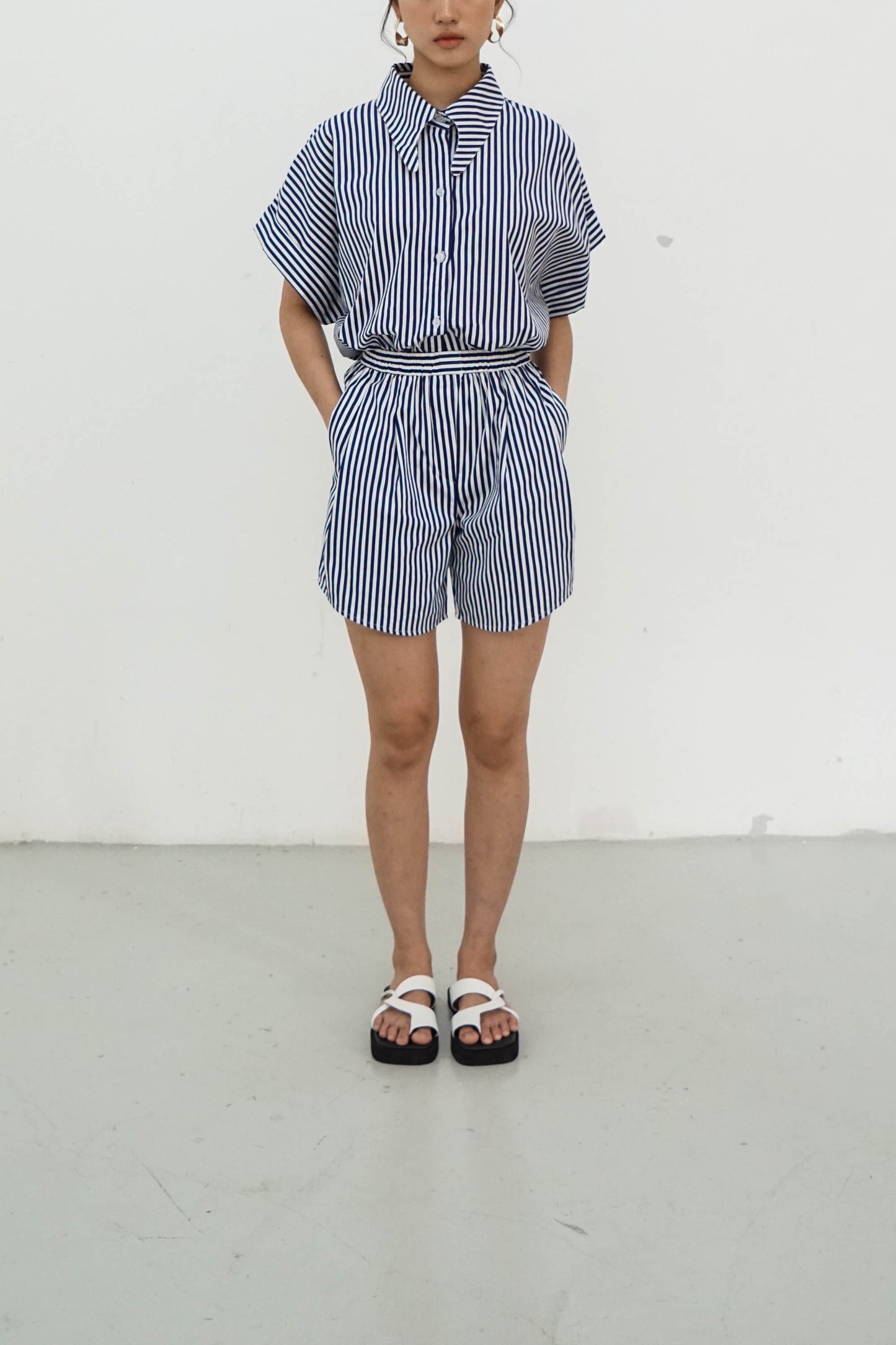 Brooke Short - Navy Stripes