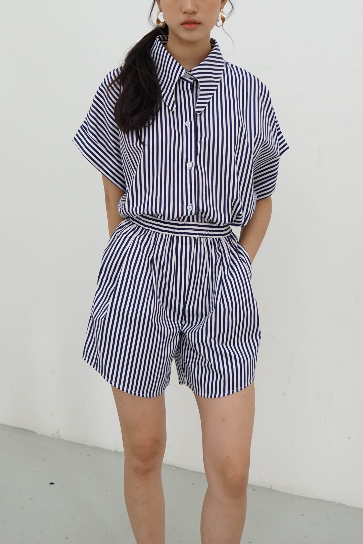 Brooke Short - Navy Stripes