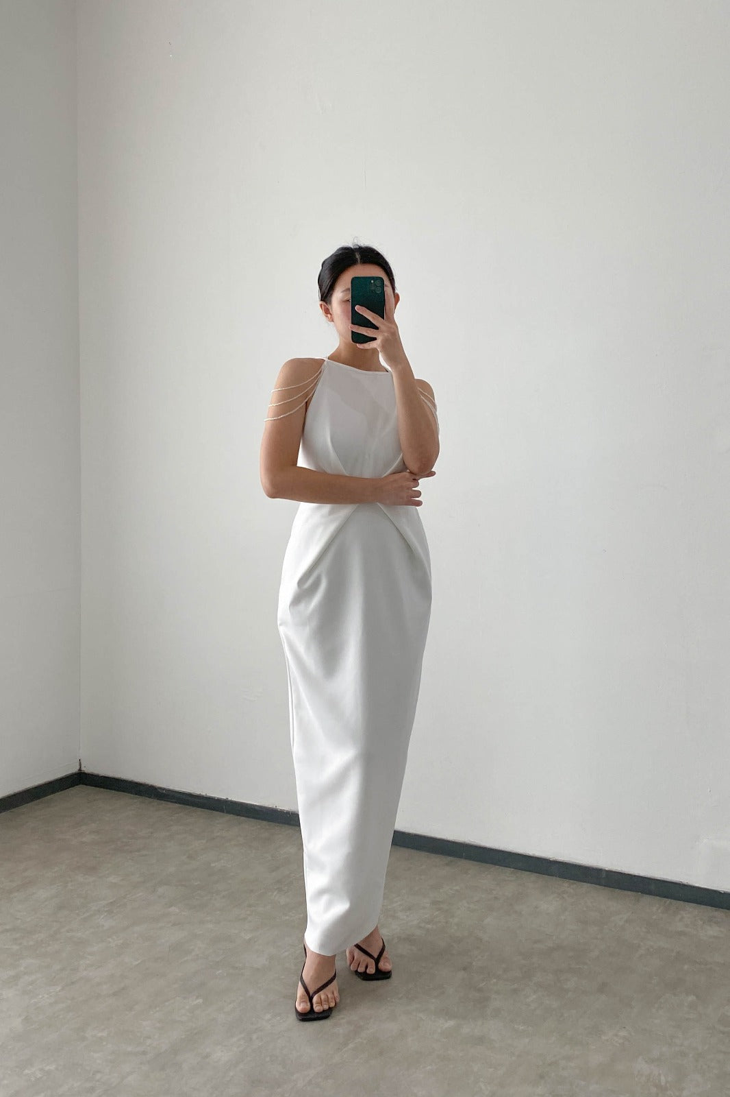 Amelie Dress w Beads - Broken White
