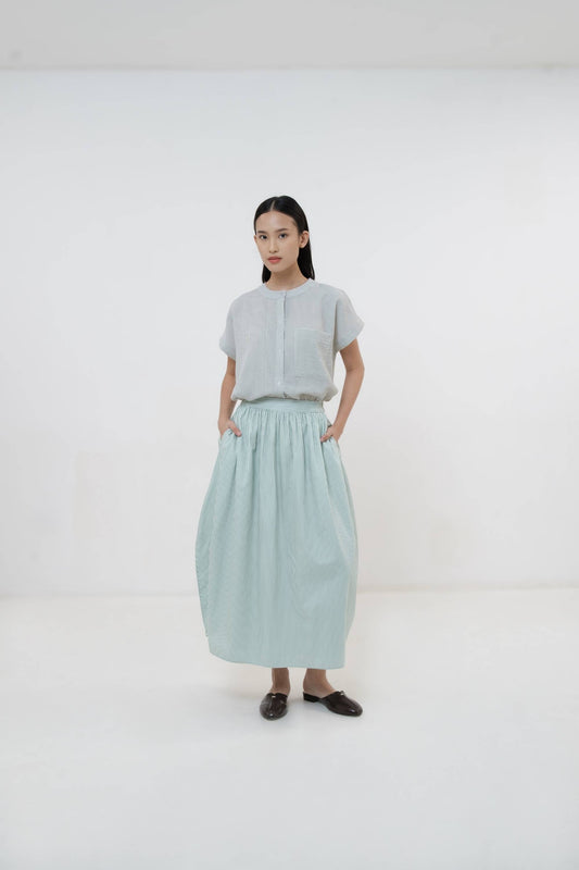 Merde Skirt - Mint Stripes