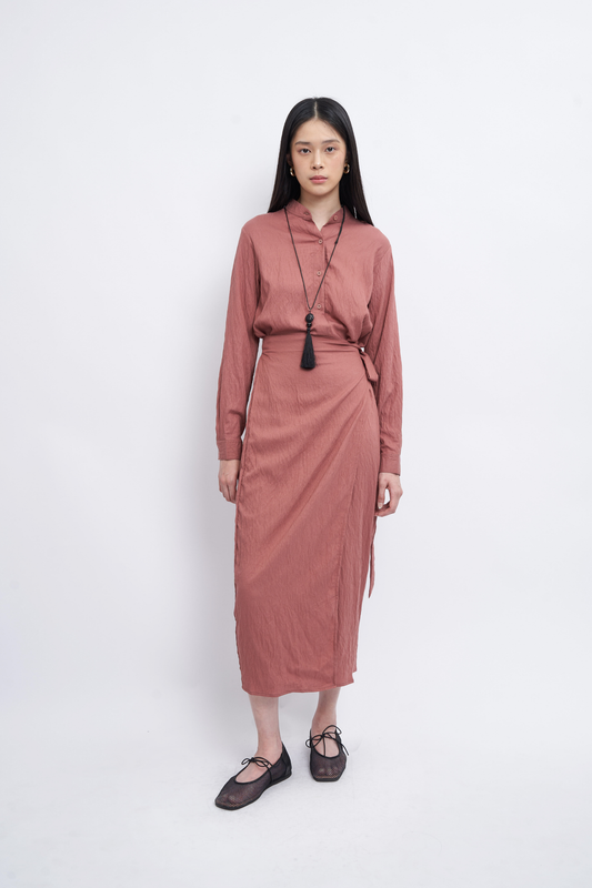 Sada Crinkle Dress - Brown