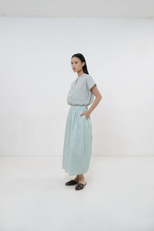 Merde Skirt - Mint Stripes