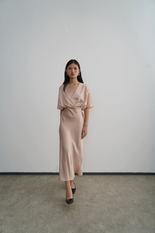 Midi Length Lily Dress - Champagne