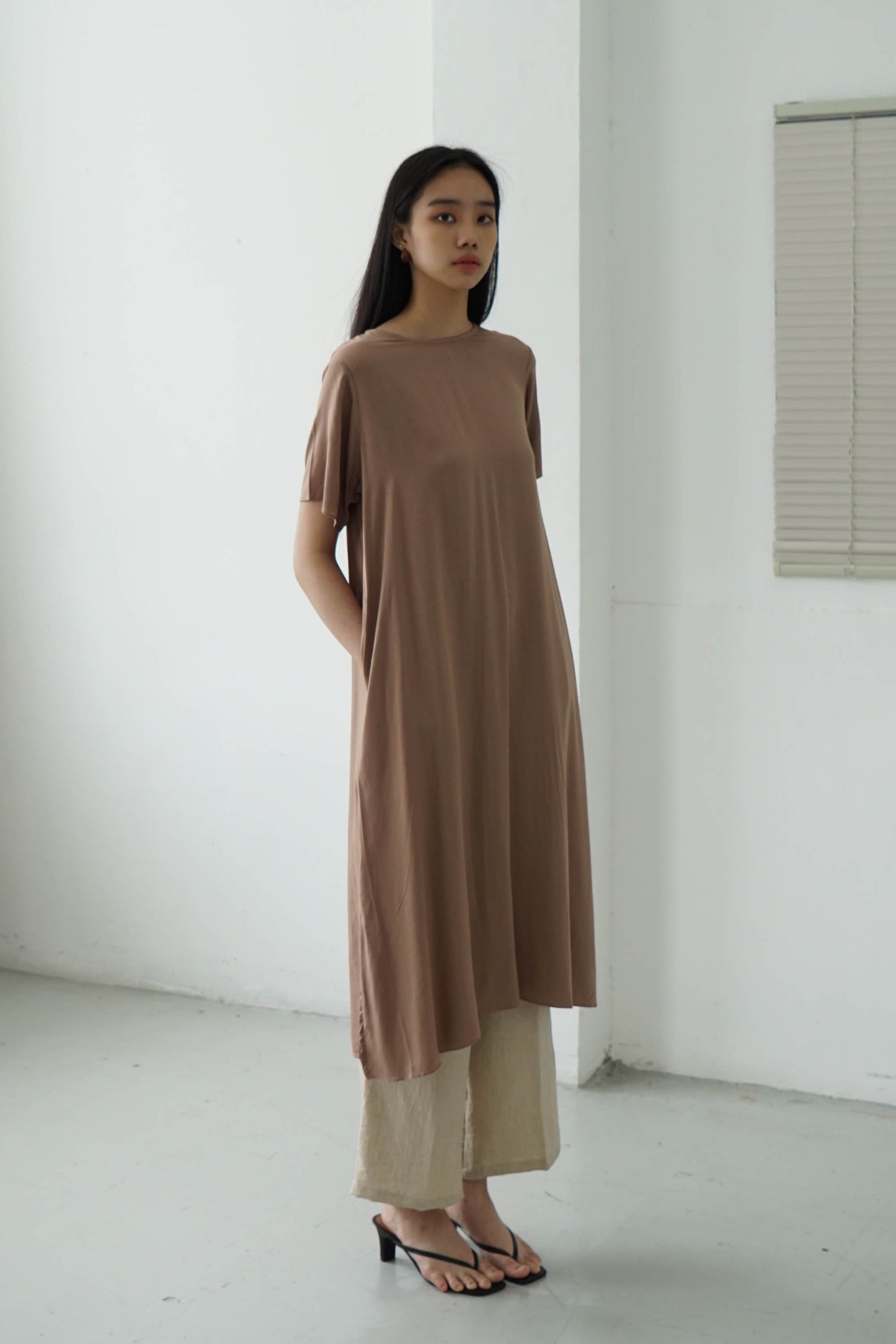 Basic Loose Dress - Brown